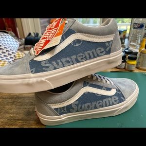 Handmade VANS X SUPREME denim custom shoes